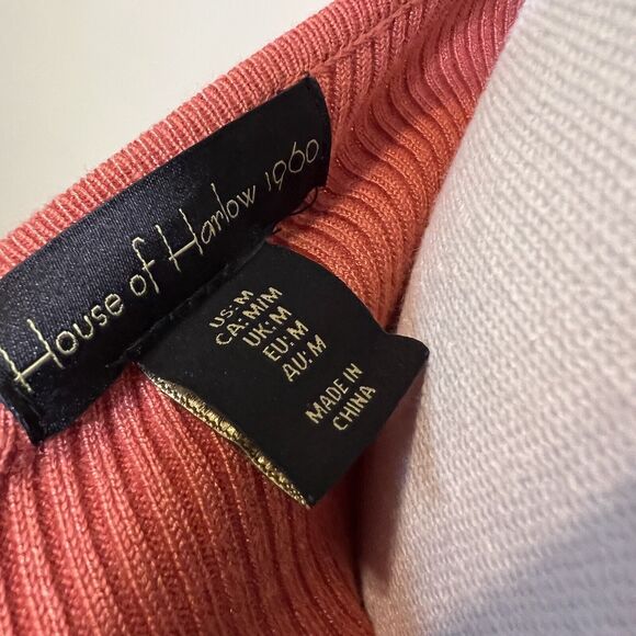 House of Harlow 1960 One-Shoulder Ribbed Bodycon Dress Orange Size M - Picture 6 of 10